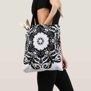 Bolsa de tocador de Mandala en blanco y negro