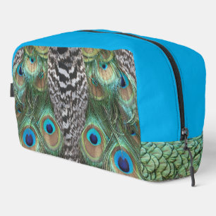 Bolsa de tocador de patrón de plumas de pavo real