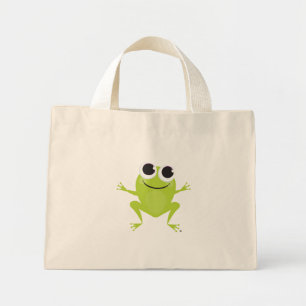 Bolsa de tocador de rana verde sonriente, saltando