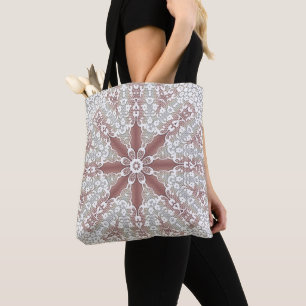 Bolsa de tocador elegante con flor de encaje blanc