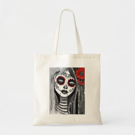 Bolsa de tocador estilizada de La Catrina en rojo,
