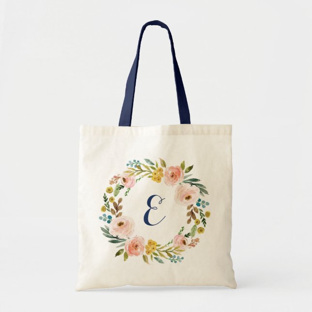 Bolsa de tocador floral de acuarela personalizada (Frente)