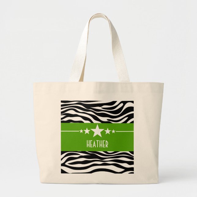 Bolsa de tocador Green Sassy Star Zebra (Frente)