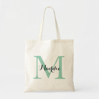 Bolsa de tocador monograma inicial, verde y negro