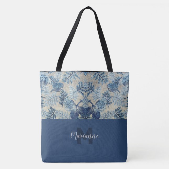 Bolsa de tocador monogramada floral con título ele (Anverso)