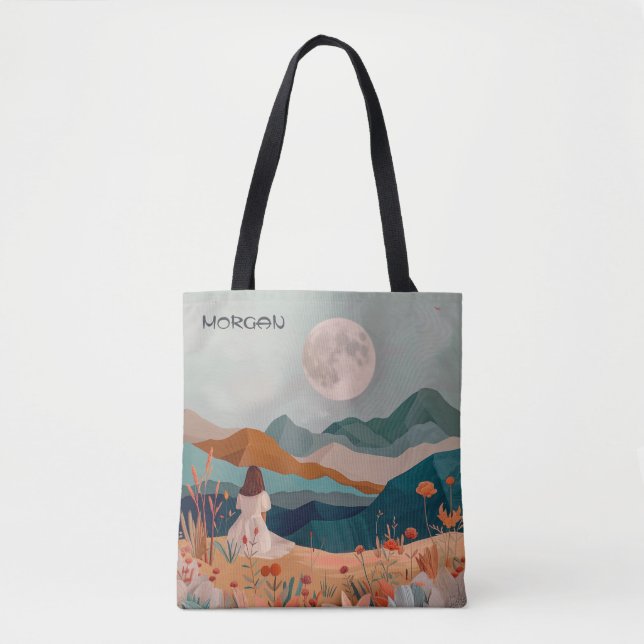 Bolsa de tocador personalizada Boho Moonlit - Nomb (Anverso)