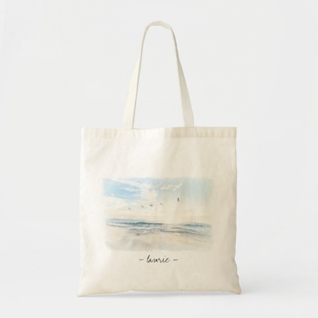 Bolsa de tocador personalizada Watercolor Ocean Wa (Frente)