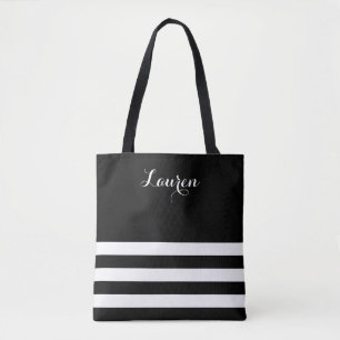 Bolsa de tocador rayada blanca y negra de moda