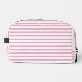 Bolsa de tocador rayada blanca y rosa claro