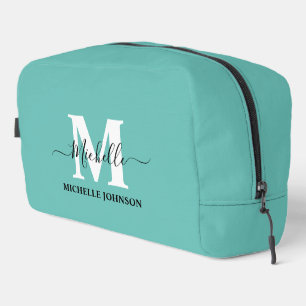 Bolsa de tocador turquesa con monograma