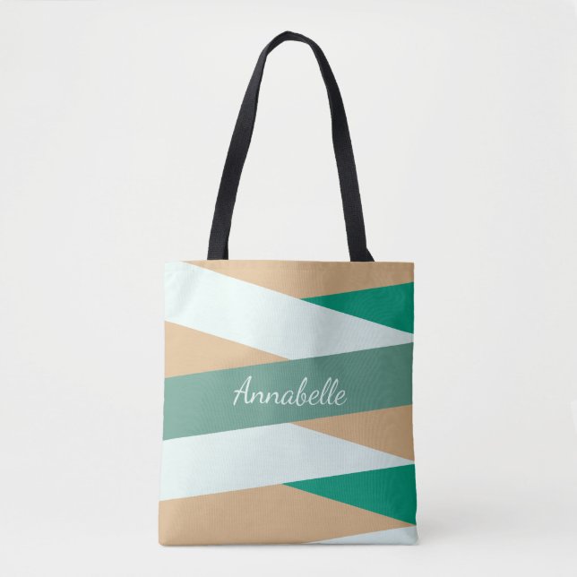 Bolsa de tocador verde monogramada moderna (Anverso)