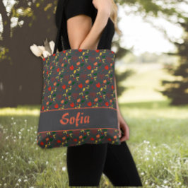 Bolsa de tocino gris con motivos de amapola de flo