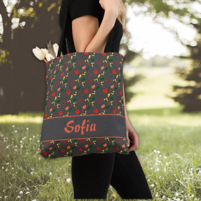 Bolsa de tocino gris con motivos de amapola de flo (Subido por el creador)