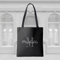 Bolsa de tograma negro y blanco glamoroso