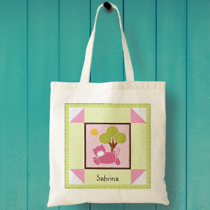 Bolsa De Toques De Gato Rosa Gingham Patchwork
