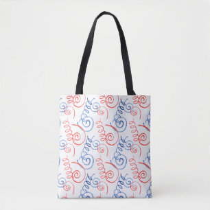 Bolsa de tortas de espiral roja y azul con mangos