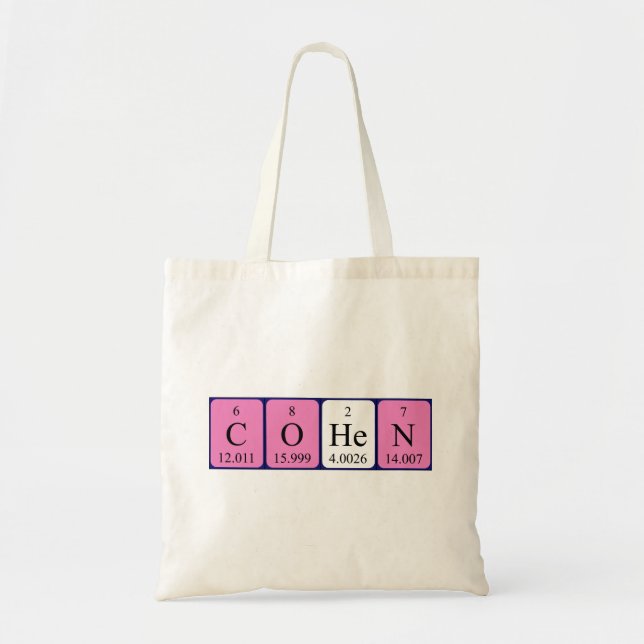 Bolsa de toscas con el nombre de la tabla periódic (Frente)