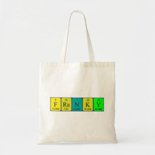 Bolsa de toscas con nombre de tabla periódica de F
