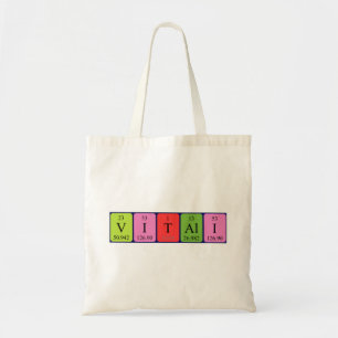 Bolsa de toscas con nombre de tabla periódica de V
