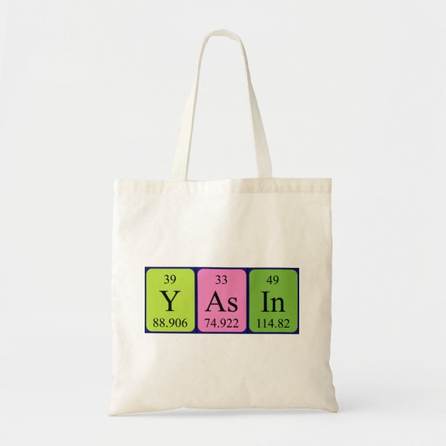 Bolsa de toscas con nombre de tabla periódica de Y (Frente)