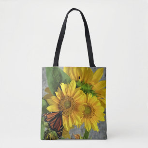 Bolsa de toscas de girasol y mariposa monarca