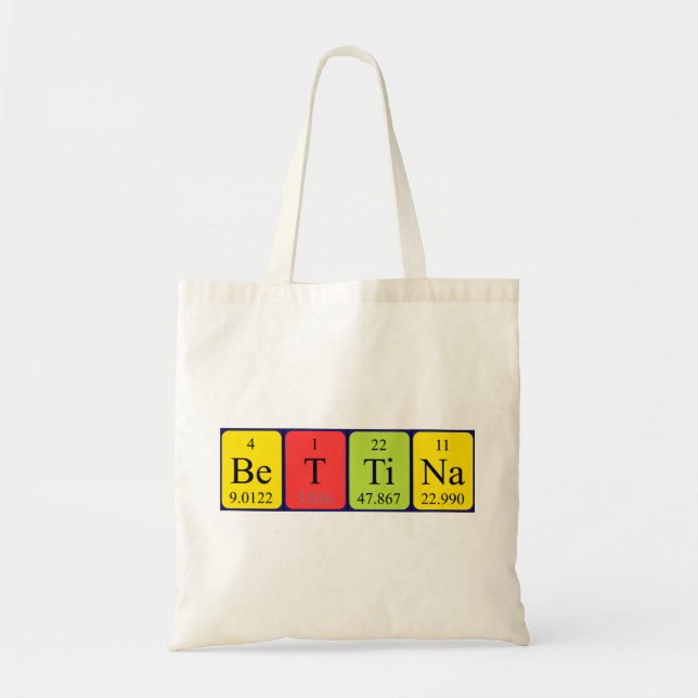 Bolsa de toscina con nombre de tabla periódica Bet (Frente)