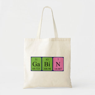Bolsa de toscina con nombre de tabla periódica de