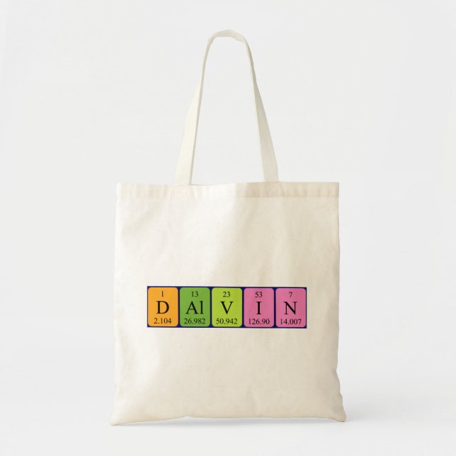 Bolsa de toscina con nombre de tabla periódico Dal (Frente)