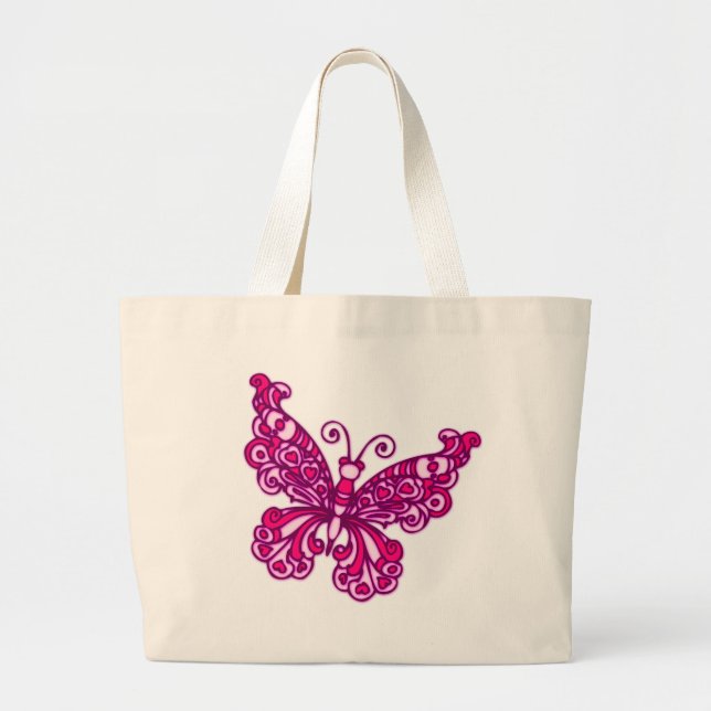 Bolsa de tosco gráfico rosa de mariposa (Frente)