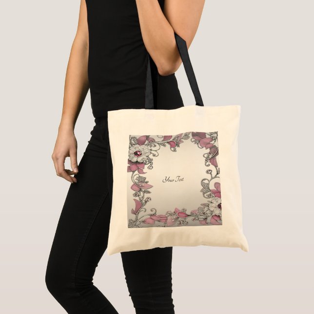 Bolsa De Tosta Blanca Floral De Plata Rosa (Anverso (producto))