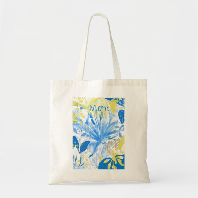 Bolsa De Tosta Floral Azul Amarillo De Mamá (Frente)