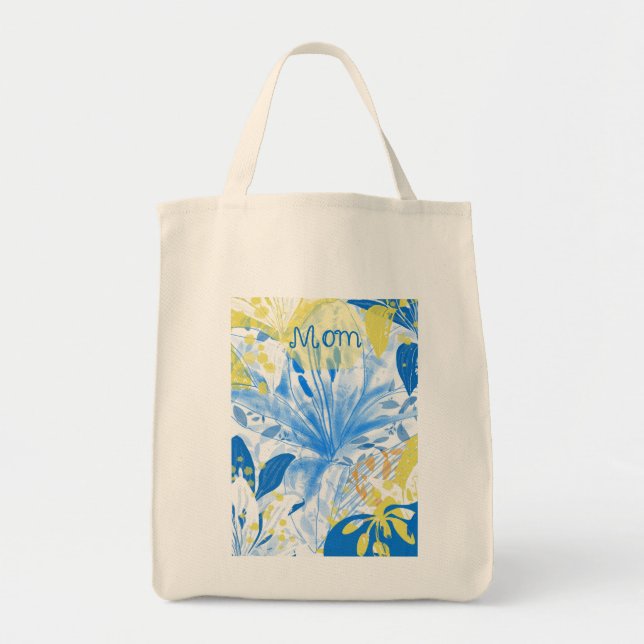 Bolsa De Tosta Floral Azul Amarillo De Mamá (Frente)