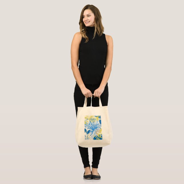 Bolsa De Tosta Floral Azul Amarillo De Mamá (Anverso (modelo))