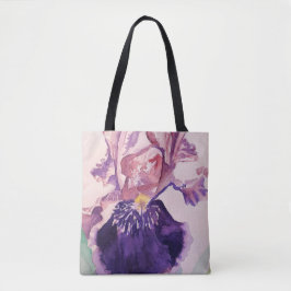 Bolsa De Tosta Floral Flor Púrpura Iris Acuarela