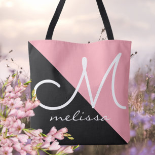 Bolsa De Tosta Grande De Color Negro Y Rosa Con No