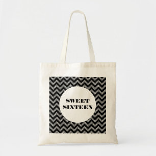 Bolsa de Tote 16 Purpurina Chevron Plata