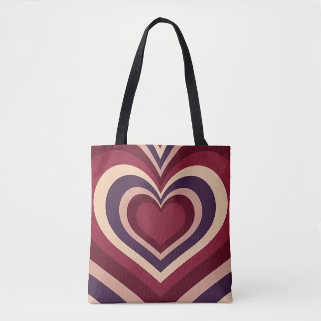 Bolsa De Tote A La Rasa Con Corazón Rojo Retro (Anverso)