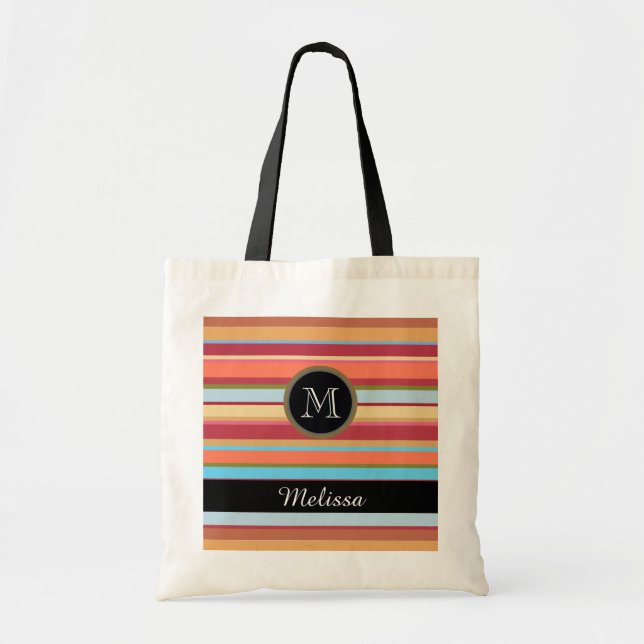 bolsa de tote a rayas personalizada (Frente)