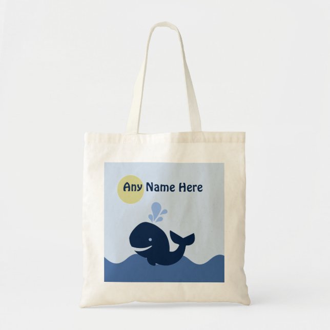 Bolsa de Tote Ahoy personalizada/ballena/barco de  (Frente)