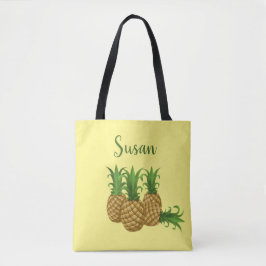 Bolsa de Tote Amarillo Tropical de Piña Personaliz