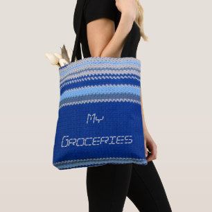 Bolsa de Tote (ao) - Bandas de yarn en azul
