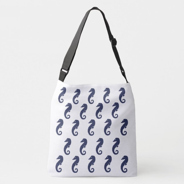Bolsa de Tote (ao) - Caballos marinos en azul (Reverso)