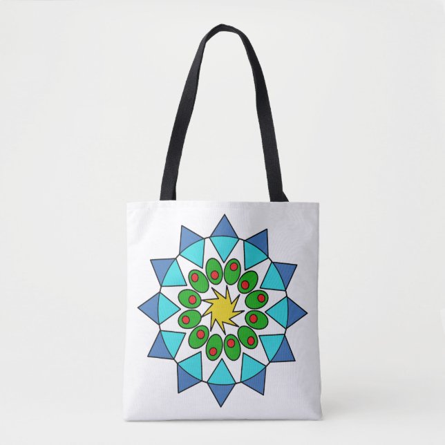 Bolsa de Tote (ao) - Mandala colorida (Anverso)