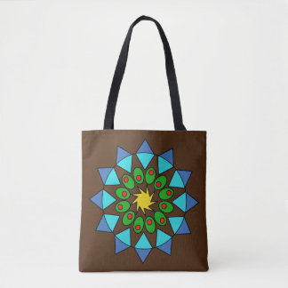 Bolsa de Tote (ao) - Mandala colorida en Brown