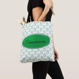 Bolsa de Tote (ao) - Placa de nombre verde e inici
