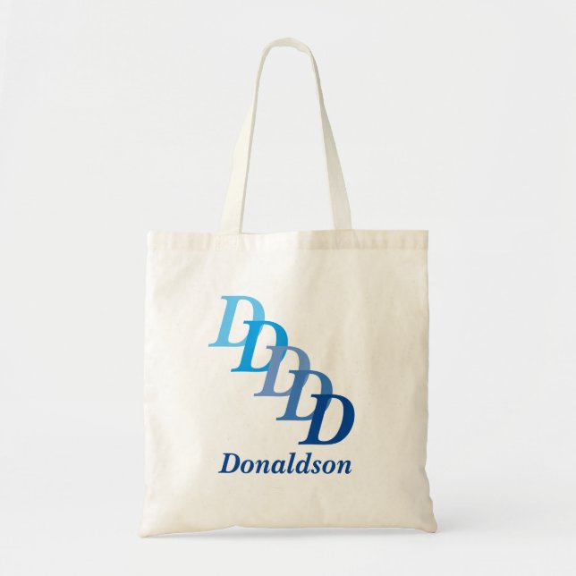 Bolsa de Tote - Apellidos y letras en azul (Frente)