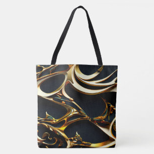 Bolsa de Tote Árabe Negra y Oro