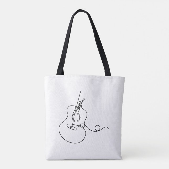 Bolsa de Tote: Arte de Línea (guitarra) (Reverso)