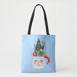 Bolsa de Tote azul de luz de Santa Mug de época