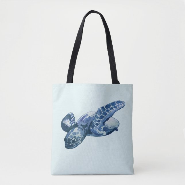 Bolsa De Tote Azul De Tortuga De Mar (Anverso)